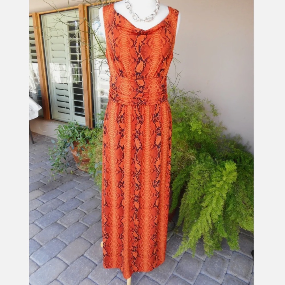 VINCE CAMUTO Maxi column Dress SZ Small Orange Black